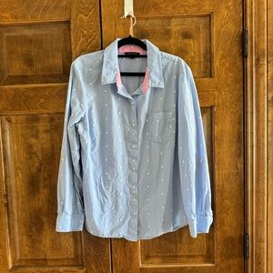 Tommy Hilfiger Light Blue with White Polka Dots Top - Women's Size Large